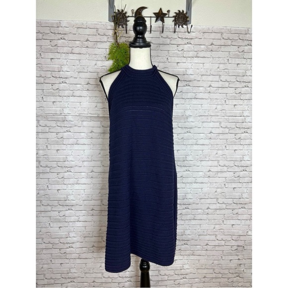 GAP Navy Blue Knit Crochet Halter Neckline Dress - Picture 1 of 5